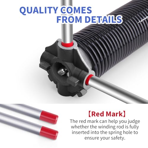 GarageSpringF2C Garage Door Winding Bars, 2-Pack 17.3-Inch Torsion Spring Tool with Non-Slip Handles, Solid Steel Winding Rods for Adjustment and Replacement