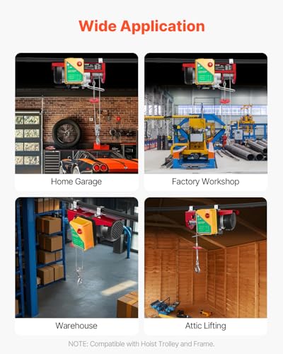 VEVOR 880lbs Electric Hoist with Wireless Remote Control, 110v Electric Hoist with Remote Control, 40ft/20ft Lifting Height Motor, for Garage Warehouse Factory