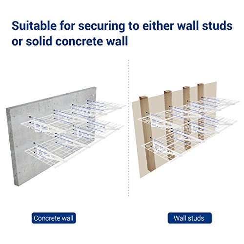 FLEXIMOUNTS WR26-SBA 2' x 6' Wall Shelf Garage Storage Rack (2 Pack), White, 24" x 72"
