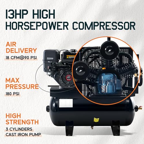 Albott 13HP Gas Air Compressor 30 Gallon Portable Horizontal Tank