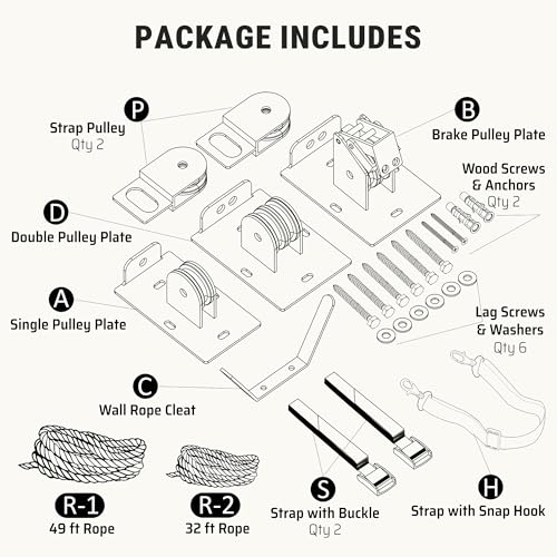 RoakyRoasy Cargo Box Hoist for Garage Ceiling with Metal Pulley System Holds 150 lbs, 5.5" Low-profile Rooftop Carrier Storage Lift, Parallel or Perpendicular Mounted
