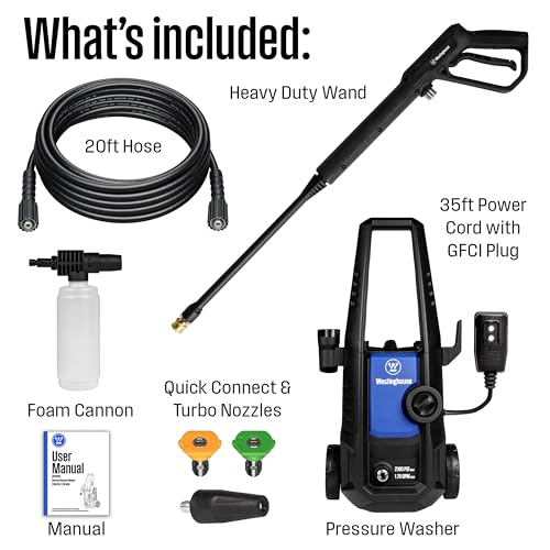 Westinghouse ePX3050 Electric Pressure Washer, 2100 Max PSI 1.76 Max GPM with Foam Cannon and Turbo Nozzle, for Cars/Fences/Driveways/Home/Patios