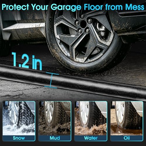 ToLanbbt 7'9" x 18' Garage Floor Mat, Heavy Duty Water Containment Mat with 1.2" Raised Edges, Protection from Snow Mud Rain and Oil, Non-Slip Garage Parking Mat for SUVs Trucks