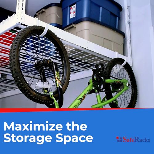 SafeRacks Deluxe Accessory Hook Package for Garage Storage - Heavy Duty Steel Utility Hangers for Wall Mount - Organize Tools, Ladders, Bikes - White