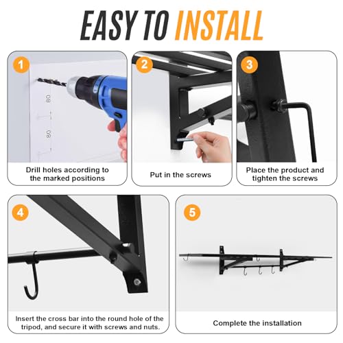 Leekimid 2-Pack 1X4 FT Garage Shelving Wall Mounted Holds Up to 800 Lbs Heavy Duty Wall Shelf, Black Metal Floating Adjustable Wall System Shelves for Garage Storage, Shed