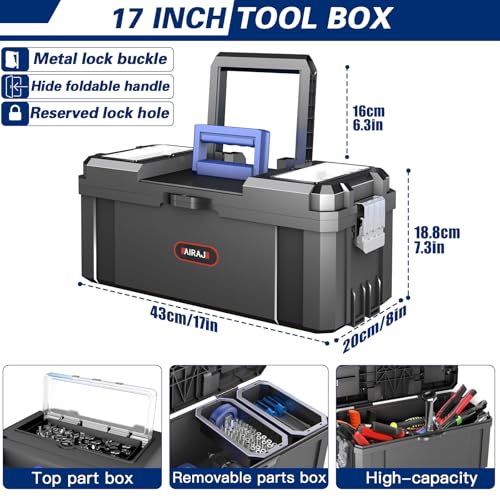 3 IN 1 Rolling Tool Box With Wheels,Stackable Tool Box,Modular Tools Storage Organizer,Top Small Parts Organizer Design,With Removable Small Parts Box,for Home,Repair,Garage Storage,17 IN+19 IN+21 IN