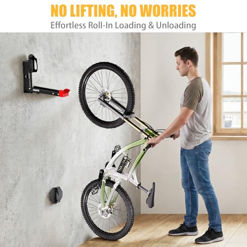 Favoto Swivel Bike Wall Mount 2-Pack, No Heavy Lifting Vertical Bike Rack for Garage & Indoor Storage, Fits up to 29" Wheels 2.4" Tires, Each Holds 77 lbs