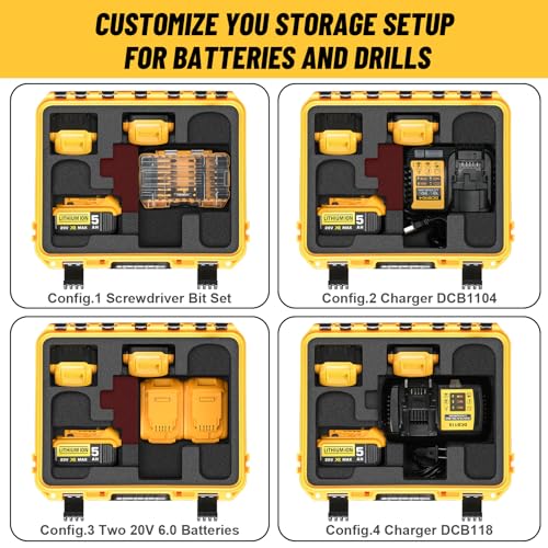 Case for Cordless Drill/Impact Driver Set - Waterproof Hard Tool Box for Dewalt Taladro, Power Tool Kit Bag for Drill Set | Impact Driver/Battery/Charger