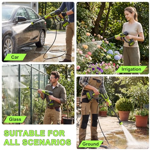 Cordless Portable Washer, Handheld Washer with 3 Adjustable Modes, 23FT High-Elastic Hose & 6-in-1 Nozzle, Suitable for Car, Garden, Patio and Home Cleaning