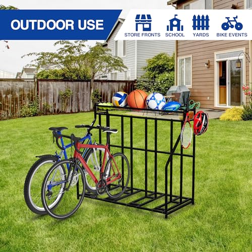 YES4ALL 4-Bike Stand, Bike Storage Rack, Bicycle Floor Rack for Garage Organizer, Indoor Sporting Gear Storage Station