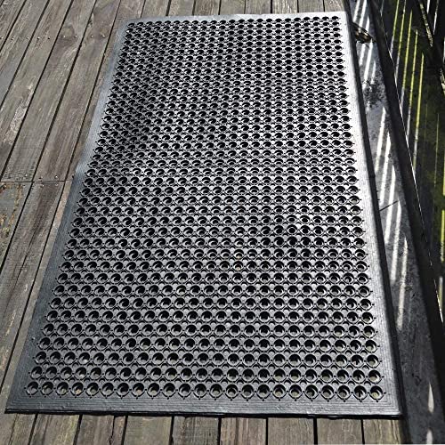 Uniboho Outdoor Rubber Floor Mats Anti Slip Restaurant Commercial Kitchen Rubber Drainage Mat 60 x 35 Heavy Duty Mat for Garage Garden Indoor Outside Industral Pool Entrance Bar Wet Area