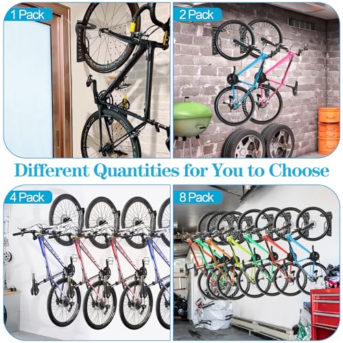 DkOvn 1/2/4 Pack Bike Rack Garage Wall Mount, Wall Mount Bike Rack with Screws, Holds Up to 66lb for Indoor Storage