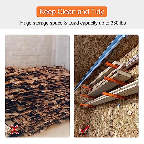 Ultrawall Wall Mount Wood Organizer and Lumber Storage Metal Rack with 3-Level - Indoor & Outdoor Use, 4 Pack