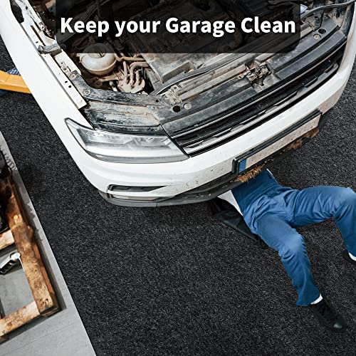 HOMBYS Extra Large Garage Floor Mat for Under Car,Floor Mats for Garage with Rubber Backing,Non Slip Garge Rug,Waterproof Backing Garage Carpet,Motorcycle Absorbent Oil Spill Mat,7'4"x8'4"