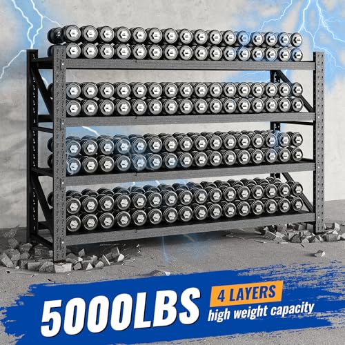 BYNSOE 71" W Garage Shelving Storage Shelves 5000LBS Metal Heavy Duty Garage Shelves Units Adjustable Storage Shelves for Industrial, Factory,71" W X 24" D X 69" H