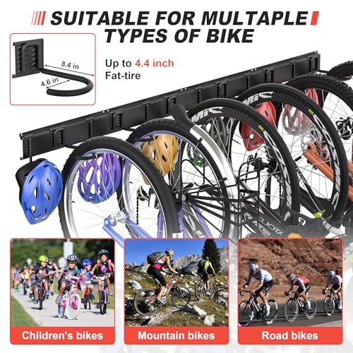 Ultrawall Bike Storage Rack, Wall Mount Bicycle Rack Vertical Bike Hanger for Garage, Home, 6 Bike Racks & 6 Helmet Hooks, Holds Up To 660lbs