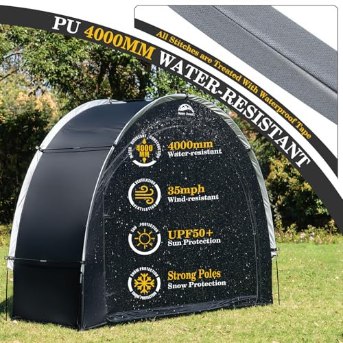 Happy Travel Bike Storage Shed Tent,Outdoor Portable Bicycle Storage Sheds with 210D Oxford Fabric PU4000 Waterproof for 2/3/4/6/8 Bikes,Bike Covers Shelter for Motorcycle,Garden Tools,Toys,Lawn Mower