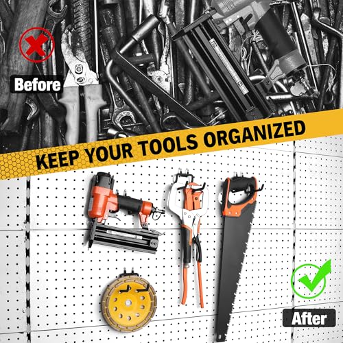 ELEAD 4-Piece Flat Pegboard Hooks, Peg Board Organizer Accessories for Hanging, Fit 1/4" Pegboard, Peg Board Tool Hangers for Garage Kitchen Workbench