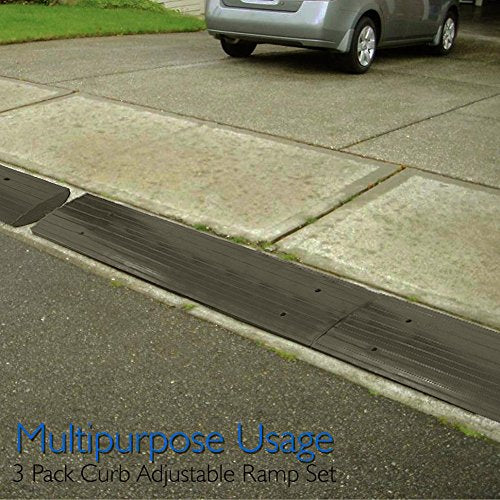 Pyle Car Driveway Curbside Bridge Ramp - Heavy Duty Rubber Threshold Curb Ramp, Used for Loading Dock, Garage, Sidewalk, Truck, Scooter, Bike, Motorcycle, Wheelchair Mobility, Other Vehicle - Pyle