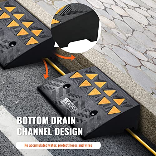 VEVOR Rubber Curb Ramp 5" Rise Height 2 Pack, Heavy-Duty 33069 lbs/15 T Capacity Threshold Ramps, Rubber Driveway Ramps for Cars, Carts, Dollies, Motorcycle, Bikes, Wheelchairs