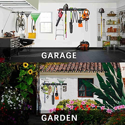 Waturis Garage Organizer - 64 Inch Wall Mount Tool Storage, 20PCs Heavy Duty Garden Tool Organizer with Adjustable Hooks, Max 900 lbs