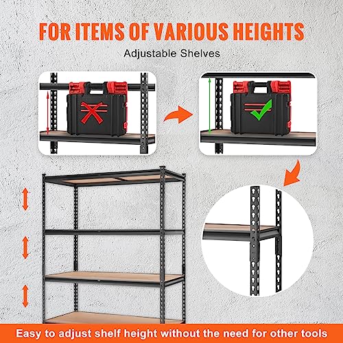 VEVOR Storage Shelving Unit, 5-Tier Adjustable Storage Shelves, 48" L x 24" W x 72" H Heavy Duty Garage Storage Shelves, Metal Shelves for Kitchen Pantry Basement Bathroom Laundry