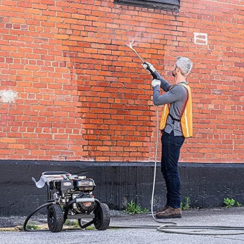SIMPSON Cleaning PS3228 PowerShot 3300 PSI Gas Pressure Washer, 2.5 GPM, Honda GX200 Engine, Includes Spray Gun and Extension Wand, 5 QC Nozzle Tips, 5/16-inch x 25-foot MorFlex Hose, 49-State