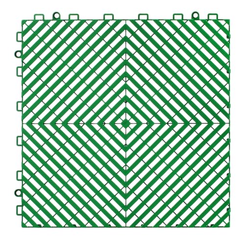 VEVOR Interlocking Drainage Mat, 50 Pcs Modular Interlocking Cushion, 12” x 12” Splicing Drainage Mats, Non-Slip PP Drainage Floor Tile and Shower Mat, for Garage, Garden, Kitchen & Outdoor, Green