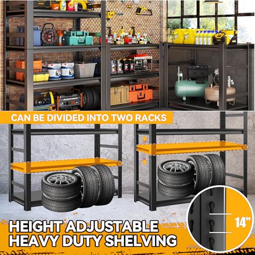 Bezuny Garage Shelving Heavy Duty Metal Shelving 48" W x 24" D x 73" H 3000LBS Storage Shelves Adjustable Metal Shelves for Storage Industrial Garage Shelf for Warehouse Basement 5-Tier Black