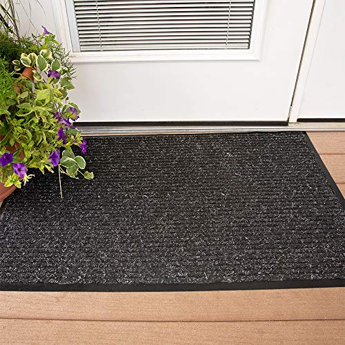 Notrax 109 Industrial Door Mat, 3' x 5' Entrance Mat, Heavy Duty Commercial Rug for Businesses, Welcome Lobbies, Garage, and Mudroom, Made in the USA, Charcoal Black, Brush Step 109S0035CH