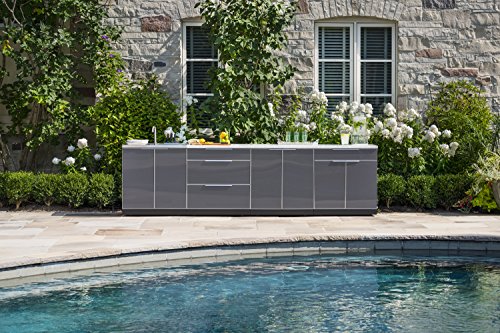 NewAge Products Aluminum 3 Piece with Covers Cabinet Outdoor Kitchen Set, 65310