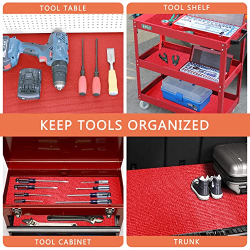 Foam Toolbox Liner Drawer Mat 1/8 Inch Thick X 18 Inch Wide X 24 Ft Long Red, No Slip for Protecting Cabinet, Garage, Cart, Tool Box