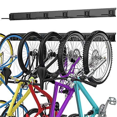 TORACK Bike Storage Rack, 6 Bike Rack Wall Mount Home and Garage Organizer, Vertical Bicycles Hanger Hooks for Indoor Space Saving