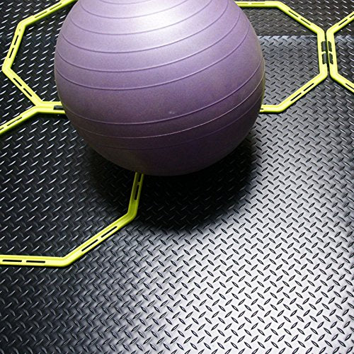 Rubber-Cal Diamond-Plate Rubber Flooring Roll - 3 mm x 4 ft x 7 ft Roll - Black
